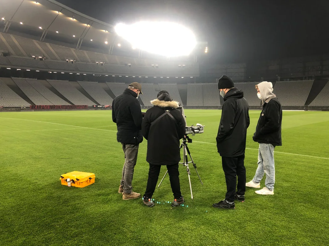Local film crew inside Ataturk Olympic Stadium