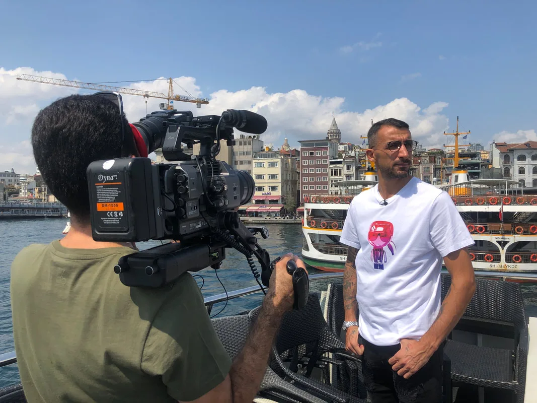 Filming with Mehmet Topal of Besiktas