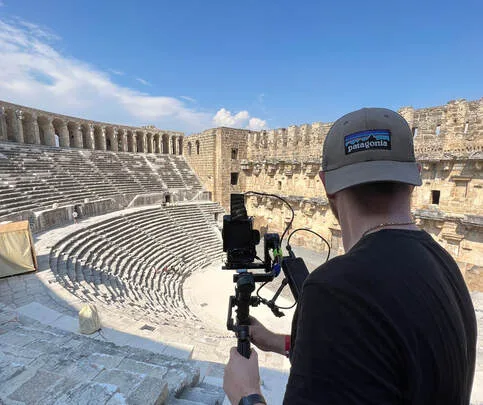 filming inside aspendos theatre