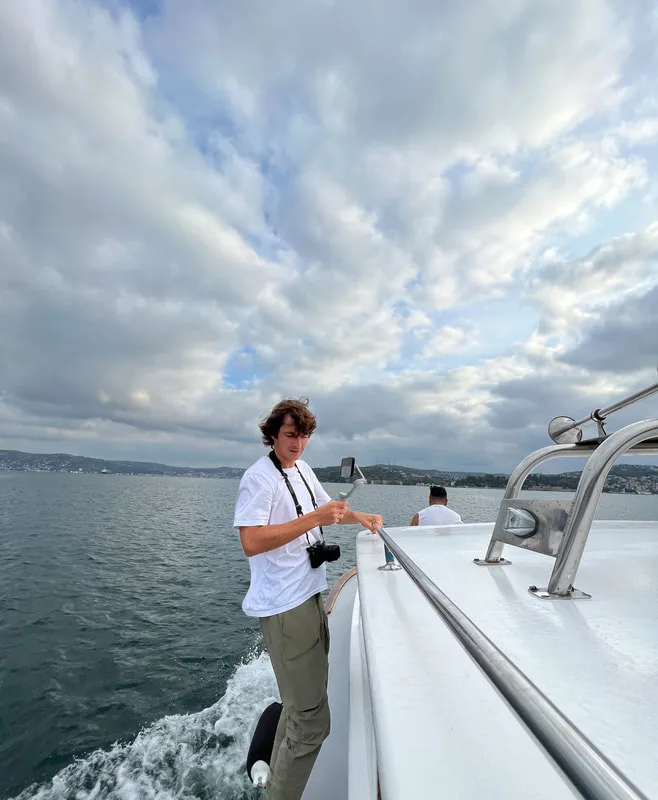 photoshoot on a fishing boat