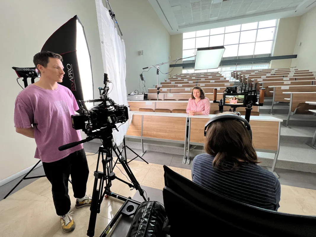 filming an interview inside a classroom