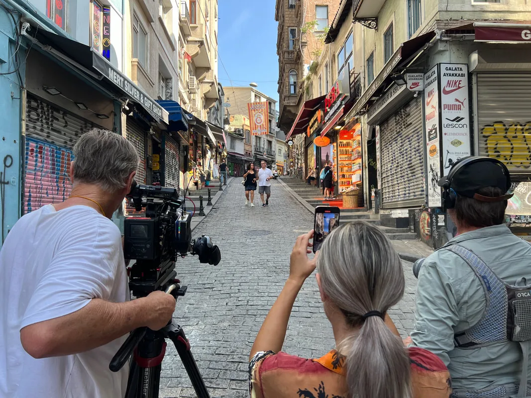 filming in the street of Karaköy