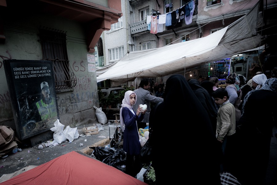 people at an open market of istanbul